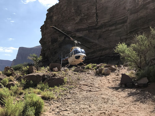 Leaving the canyon by helicopter