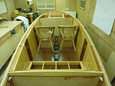 Cockpit with chairs viewed from the stern