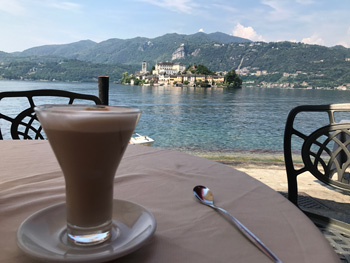 Coffee time looking out over Lake Orta