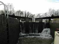 Water over the lock gates at Hatton