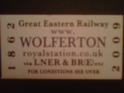 Ticket from The Royal station at Wolferton